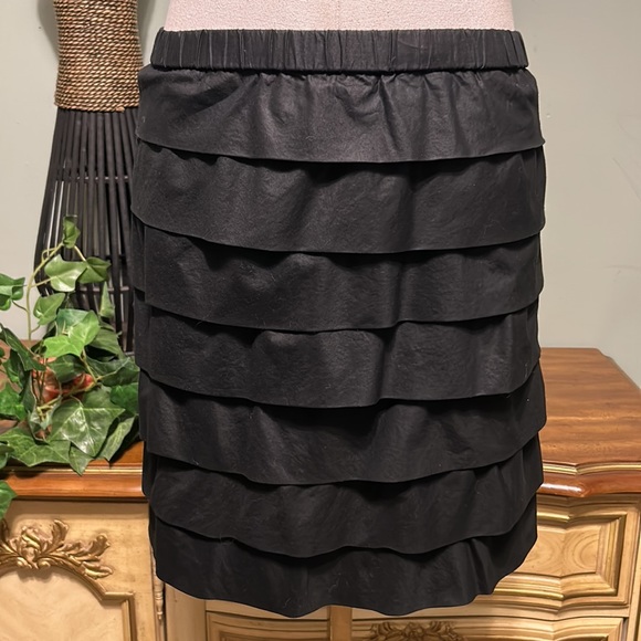 Michael Kors Black Ruffle Tiered Layered Skirt - Picture 1 of 6